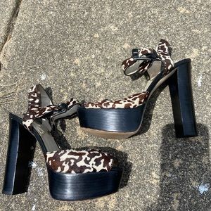 Michael Kors Platform heels - sexy high heels - tall animal print leather heels
